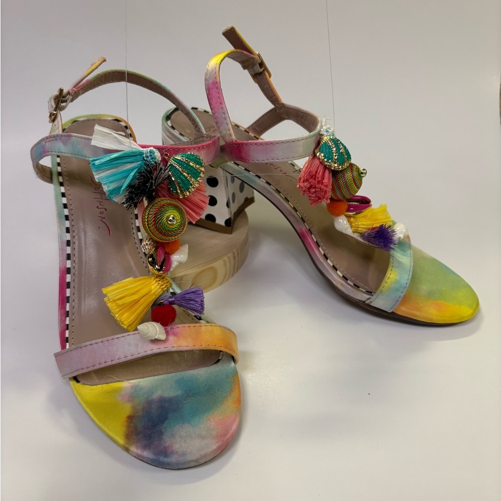 Betsey Johnson Colorful Tassel Polka Dot Sandals SZ 6